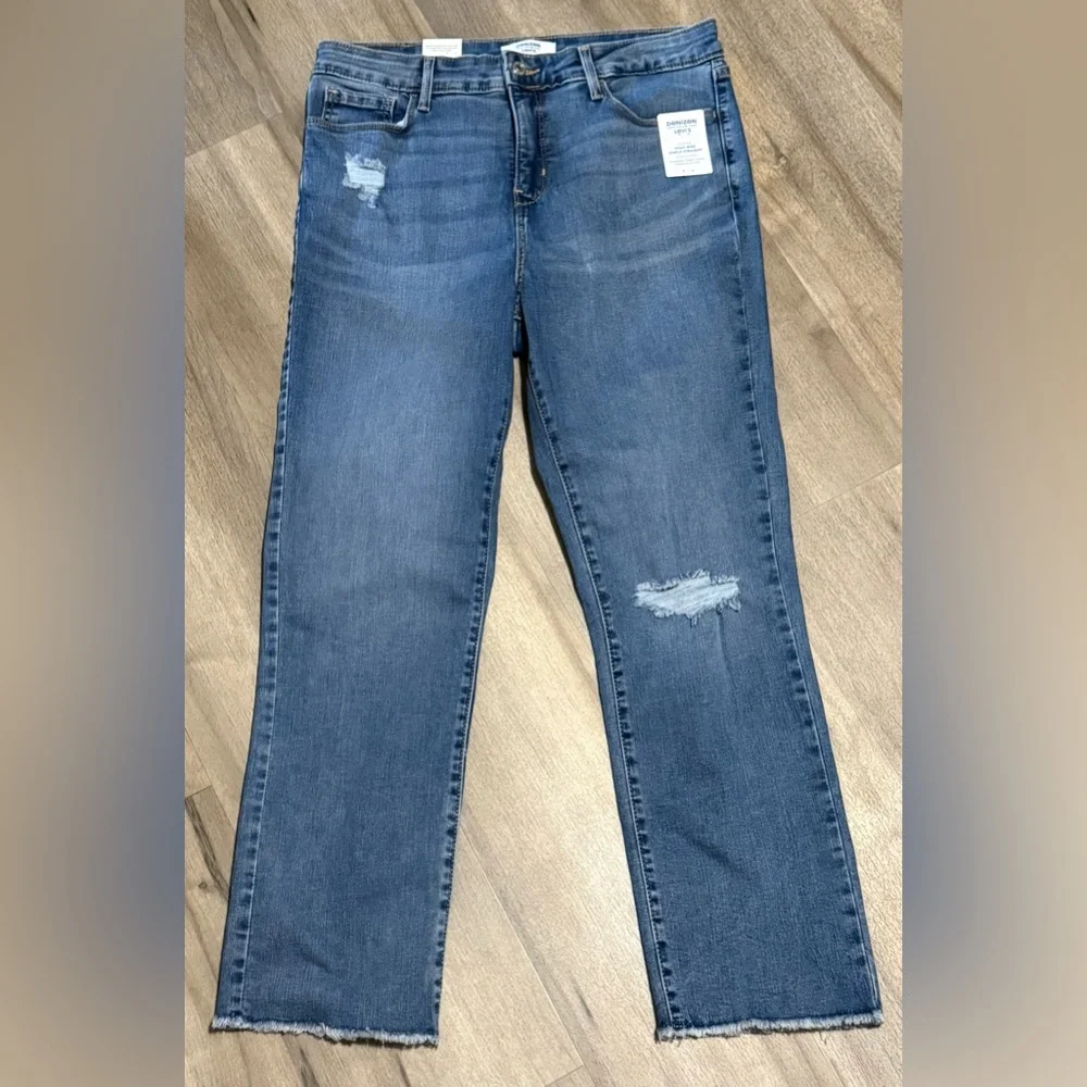 Levi's Blue Straight Leg High Rise Jeans with Slimming Tummy Panel - Picture 3 of 6